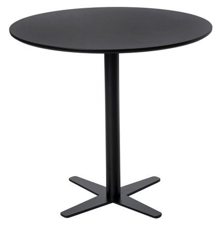 Table de bar ronde bois noir et pieds acier noir Cooky 80 cm