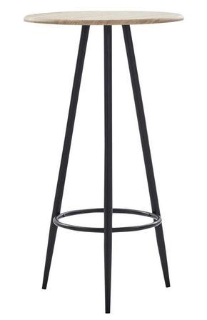 Table de bar ronde chêne clair et pieds métal noir Akira D 60 cm