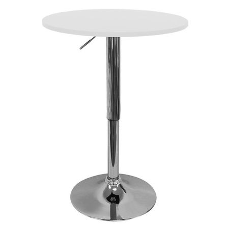Table de bar ronde laquée blanc et acier chromé D60xH68/76 cm Kofy