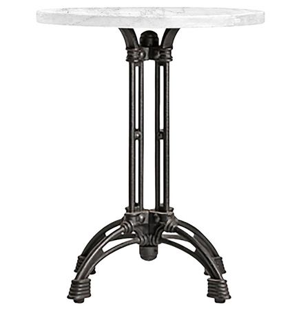 Table de bar ronde marbre blanc et métal noir