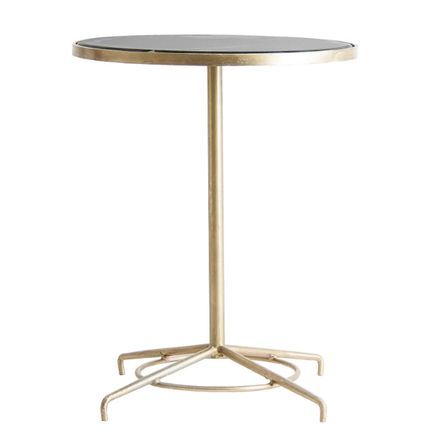 Table de bar ronde marbre noir et métal doré Anato
