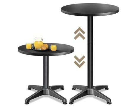 Table de bar ronde pour restaurant hauteur réglable en alu noir Master premium Ø60 cm – Intérieur et extérieur
