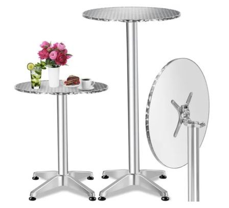 Table de bar ronde pour restaurant hauteur réglable et pliable en alu Master premium Ø60 cm – Intérieur et extérieur