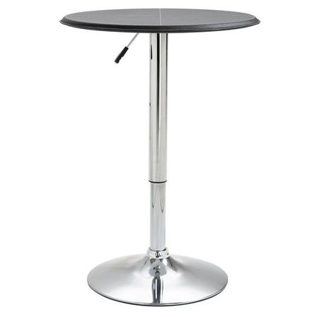 Table de bar ronde PVC noir et pieds métal chromé Otaro D 60 cm