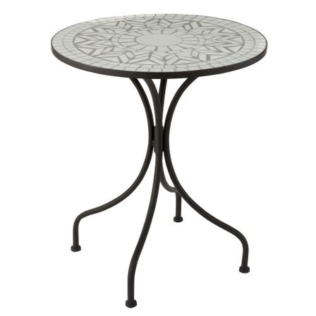 Table de bar verre noir et blanc avec pieds métal Omani