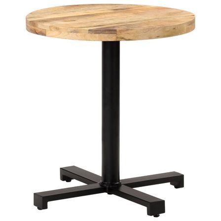 Table de bar ronde KOZA - Plateau en bois de manguier & pied en fer noir