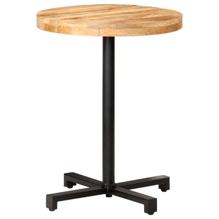 Table de bar ronde KOZA - Plateau en bois de manguier & pied en fer noir