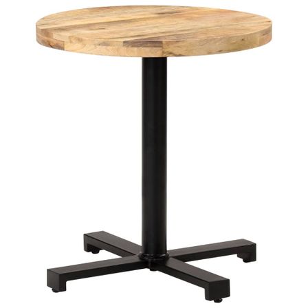 Table de bar ronde KOZA - Plateau en bois de manguier & pied en fer noir