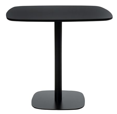 Table de bistrot carré bois noir et pieds acier noir Mooka 80 cm