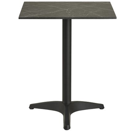 Table de bistrot carrée PARIZ 60 cm – Plateau effet marbre gris foncé & pieds en aluminium noir