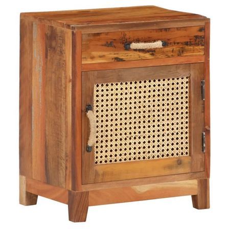 Table de chevet 1 porte 1 tiroir bois de récupération Ibad