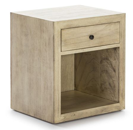 Table de chevet 1 tiroir 1 niche bois massif clair voilé Ras