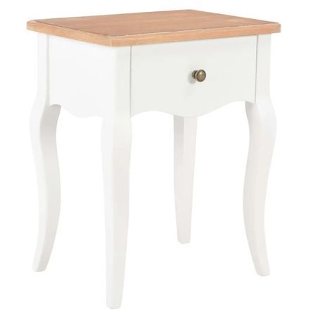 Table de chevet 1 tiroir bois clair pin massif blanc Dean