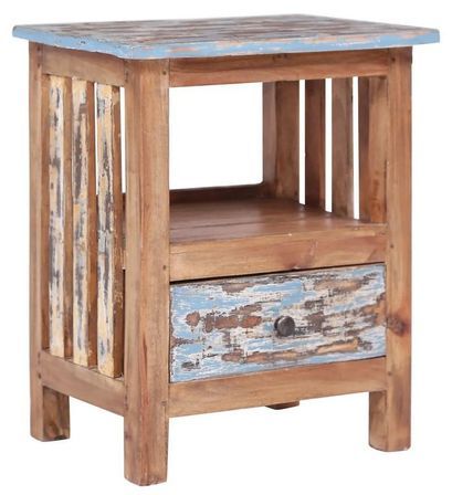 Table de chevet 1 tiroir bois de récupération massif Teref