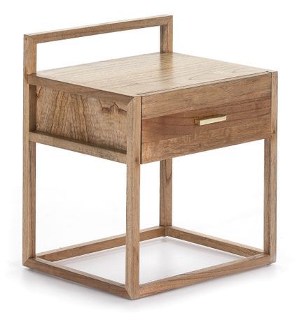 Table de chevet 1 tiroir bois massif foncé Castle