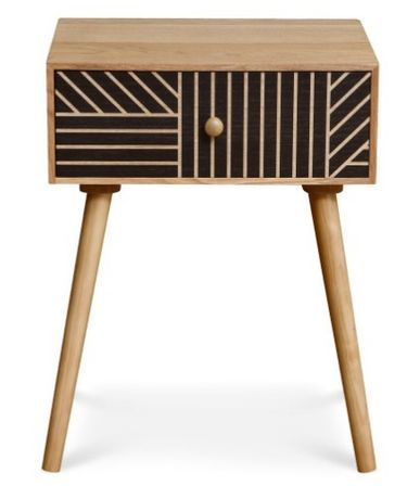 Table de chevet 1 tiroir bois naturel et noir Maniane