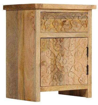 Table de chevet 1 tiroir et 1 porte manguier massif clair Sempra