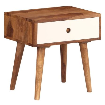 Table de chevet 1 tiroir sesham massif foncé et blanc Mbana