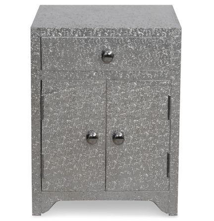 Table de chevet 2 portes 1 tiroir métal argenté Dreamin