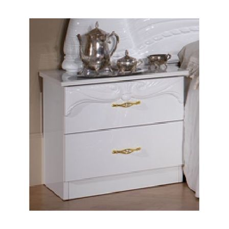 Table de chevet 2 tiroirs bois brillant blanc Proud