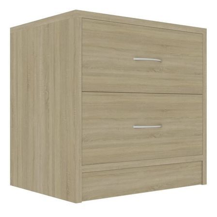 Table de chevet 2 tiroirs bois chêne clair Romma - Lot de 2