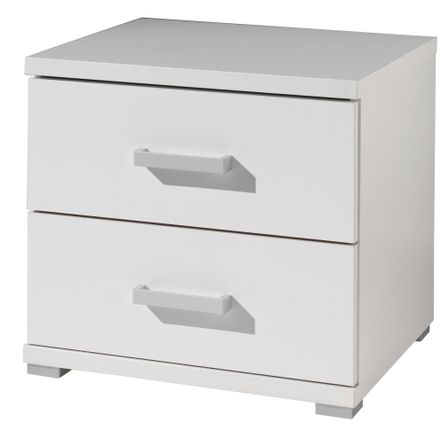 Table de chevet 2 tiroirs bois laqué blanc Milani