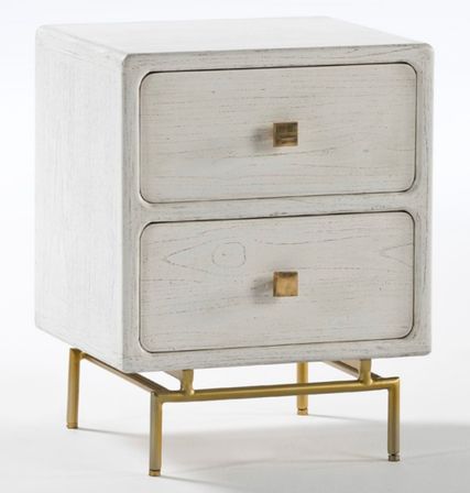 Table de chevet 2 tiroirs bois massif peint blanc Bar