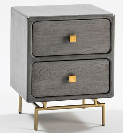 Table de chevet 2 tiroirs bois massif peint gris Bar