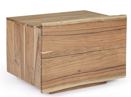 Table de chevet 2 tiroirs KERIA 60 cm - Bois massif d'acacia