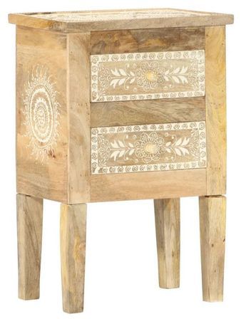 Table de chevet 2 tiroirs manguier massif clair Tilun