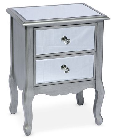 Table de chevet 2 tiroirs miroir argenté Venio