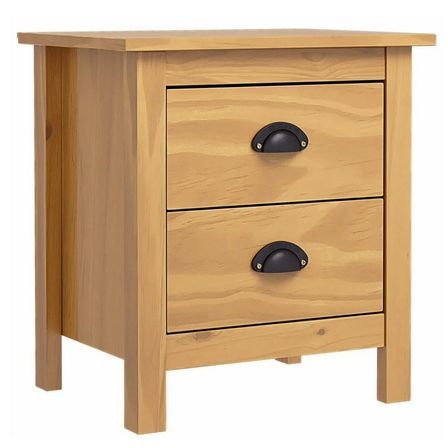 Table de chevet 2 tiroirs pin massif clair Berti - Lot de 2