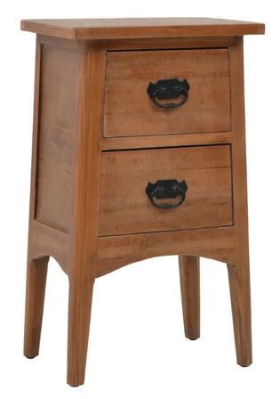 Table de chevet 2 tiroirs pin massif foncé Maxine