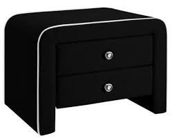 Table de chevet 2 tiroirs simili cuir noir liseré blanc Sleepa