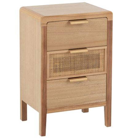 Table de chevet 3 tiroirs rotin massif clair Arturo L 40 cm