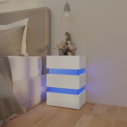 Table de chevet à LED Blanc 45x35x67 cm