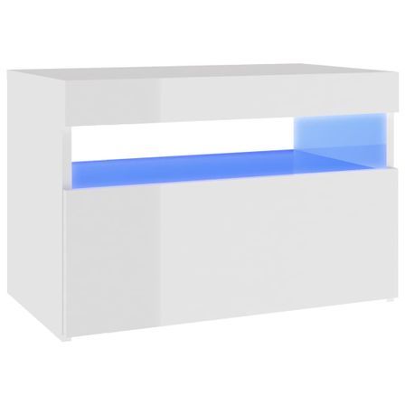 Table de chevet à LED Blanc brillant 60x35x40 cm