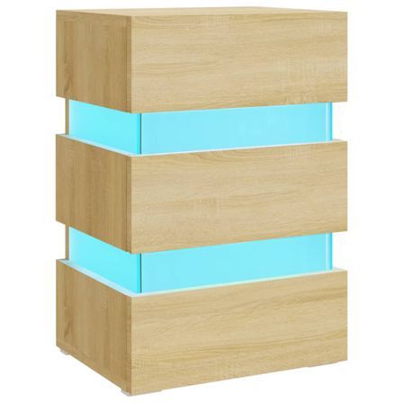 Table de chevet à LED Chêne sonoma 45x35x67 cm