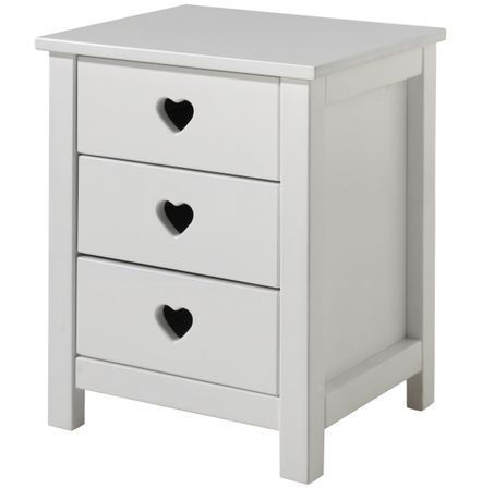 Table de chevet AMORI – Blanc laqué & détails cœur