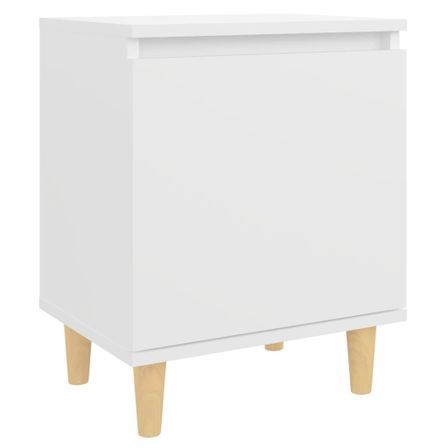 Table de chevet avec pieds en bois massif Blanc 40x30x50 cm