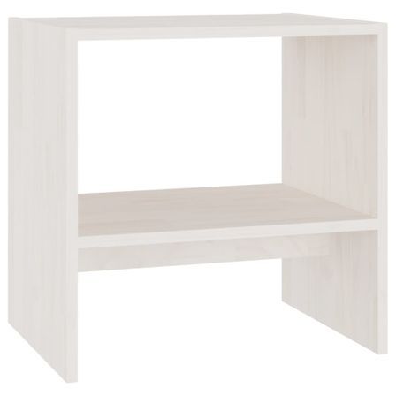 Table de chevet Blanc 40x30,5x40 cm Bois de pin massif 2
