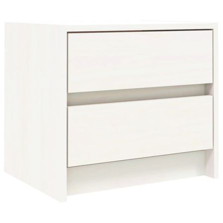 Table de chevet blanc 40x31x35,5 cm bois de pin massif