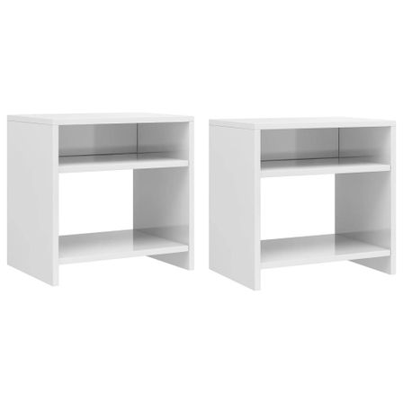 Table de chevet Blanc brillant 40 x 30 x 40 cm - Lot de 2