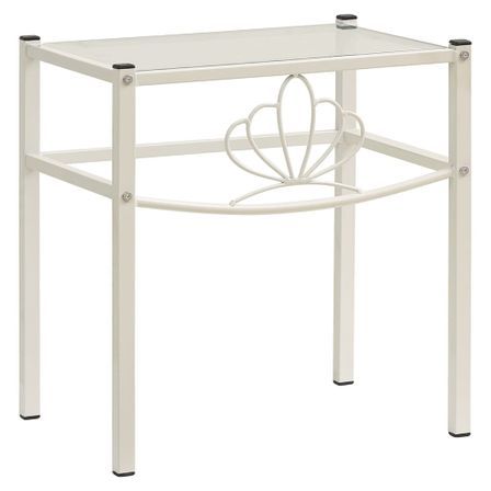 Table de chevet Blanc/transparent 42,5x33x44,5cm Métal et verre
