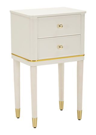 Table de chevet blanche avec finitions dorées Letta