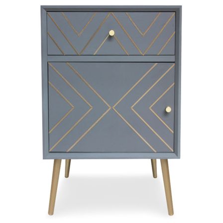 Table de chevet bois massif gris et pieds métal doré Lurim