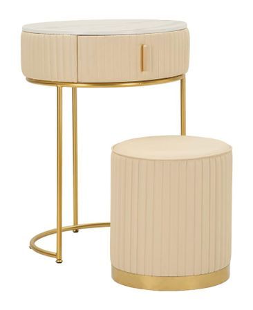 Table de chevet/coiffeuse avec pouf pok cm ø 52x70 - ø 36x39