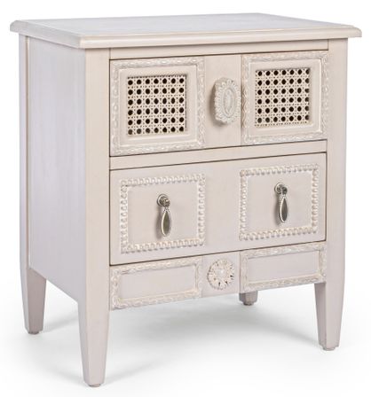 Table de chevet en bois de sapin blanc 2 tiroirs Era - Lot de 2