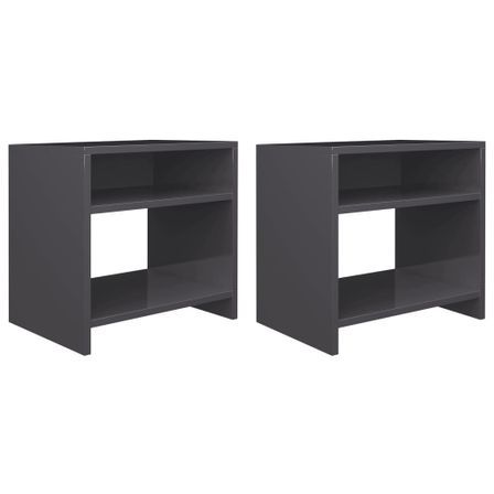 Table de chevet Gris brillant 40 x 30 x 40 cm - Lot de 2