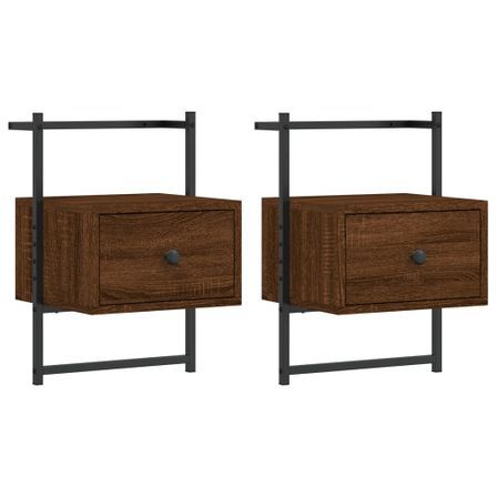 Table de chevet murale 2 pcs chêne marron 35x30x51 cm